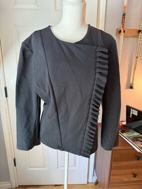 Moto Jersey Blazer Dark Brown/greyish Ruffles